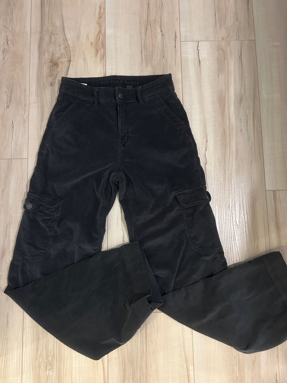 American Eagle Outfitters Black Corduroy Cargo Pants - Women’s